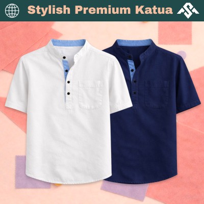 2 Pics Herringbone Fabrics Half Sleeve Katua