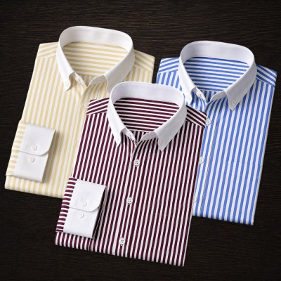 3 Pics White Contrast Stripe Formal Shirt - Maroon_Yellow_Sky Blue